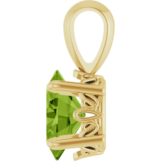14K Gold Natural Peridot Oval 4-Prong Solitaire Necklace or Pendant - Yellow Gold - view 3