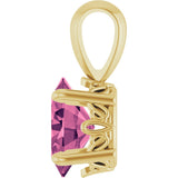 14K Gold Natural Pink Tourmaline Oval 4-Prong Solitaire Necklace or Pendant - Yellow Gold - view 3
