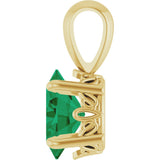 14K Gold Lab-Grown Emerald Oval 4-Prong Solitaire Necklace or Pendant - Yellow Gold - view 3