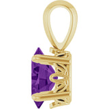14K Gold Natural Amethyst Oval 4-Prong Solitaire Necklace or Pendant - Yellow Gold - view 3