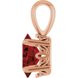 14K Gold Natural Mozambique Garnet Oval 4-Prong Solitaire Necklace or Pendant - Rose Gold - view 3