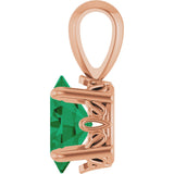 14K Gold Lab-Grown Emerald Oval 4-Prong Solitaire Necklace or Pendant - Rose Gold - view 3