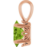14K Gold Natural Peridot Oval 4-Prong Solitaire Necklace or Pendant - Rose Gold - view 3