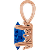 14K Gold Lab-Grown Blue Sapphire Oval 4-Prong Solitaire Necklace or Pendant - Rose Gold - view 3
