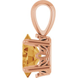 14K Gold Natural Citrine Oval 4-Prong Solitaire Necklace or Pendant - Rose Gold - view 3