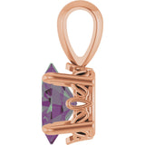 14K Gold Lab-Grown Alexandrite Oval 4-Prong Solitaire Necklace or Pendant - Rose Gold - view 3