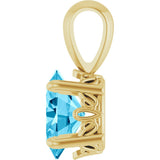 14K Gold Natural Aquamarine Oval 4-Prong Solitaire Necklace or Pendant - Yellow Gold - view 3