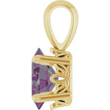 14K Gold Lab-Grown Alexandrite Oval 4-Prong Solitaire Necklace or Pendant - Yellow Gold - view 3