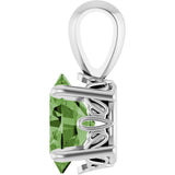 14K Gold Natural Green Tourmaline Oval 4-Prong Solitaire Necklace or Pendant - White Gold - view 3