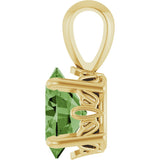 14K Gold Natural Green Tourmaline Oval 4-Prong Solitaire Necklace or Pendant - Yellow Gold - view 3