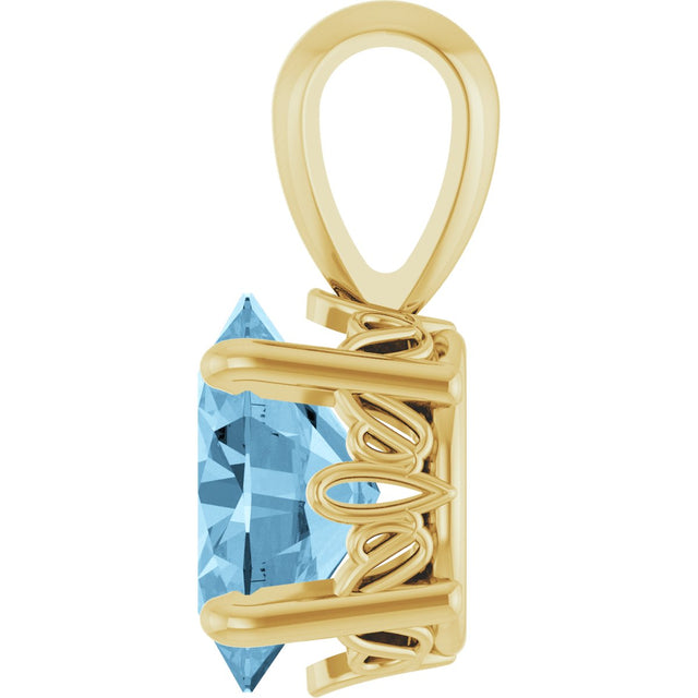 14K Gold Natural Sky Blue Topaz Oval 4-Prong Solitaire Necklace or Pendant - Yellow Gold - view 3
