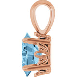 14K Gold Natural Sky Blue Topaz Oval 4-Prong Solitaire Necklace or Pendant - Rose Gold - view 3