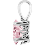 14K Gold Natural Pink Morganite Oval 4-Prong Solitaire Necklace or Pendant - White Gold - view 3
