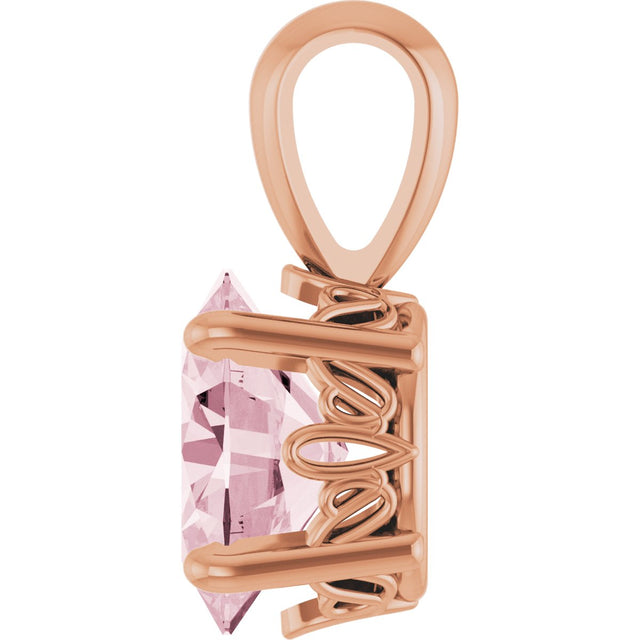 14K Gold Natural Pink Morganite Oval 4-Prong Solitaire Necklace or Pendant - Rose Gold - view 3