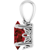 14K Gold Natural Mozambique Garnet Oval 4-Prong Solitaire Necklace or Pendant - White Gold - view 3