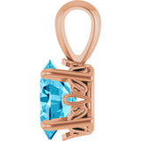 14K Gold Natural Aquamarine Oval 4-Prong Solitaire Necklace or Pendant - Rose Gold - view 3