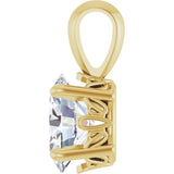 14K Gold Natural White Sapphire Oval 4-Prong Solitaire Necklace or Pendant - Yellow Gold - view 3