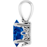 14K Gold Lab-Grown Blue Sapphire Oval 4-Prong Solitaire Necklace or Pendant - White Gold - view 3
