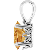 14K Gold Natural Citrine Oval 4-Prong Solitaire Necklace or Pendant - White Gold - view 3