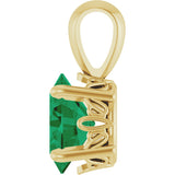 14K Gold Lab-Grown Emerald Oval 4-Prong Solitaire Necklace or Pendant - Yellow Gold - view 3
