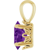 14K Gold Natural Amethyst Oval 4-Prong Solitaire Necklace or Pendant - Yellow Gold - view 3