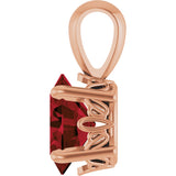 14K Gold Natural Mozambique Garnet Oval 4-Prong Solitaire Necklace or Pendant - Rose Gold - view 3