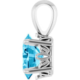 14K Gold Natural Aquamarine Oval 4-Prong Solitaire Necklace or Pendant - White Gold - view 3
