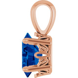 14K Gold Lab-Grown Blue Sapphire Oval 4-Prong Solitaire Necklace or Pendant - Rose Gold - view 3