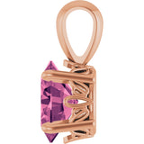 14K Gold Natural Pink Tourmaline Oval 4-Prong Solitaire Necklace or Pendant - Rose Gold - view 3