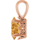 14K Gold Natural Citrine Oval 4-Prong Solitaire Necklace or Pendant - Rose Gold - view 3