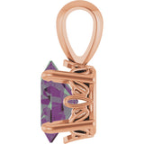 14K Gold Lab-Grown Alexandrite Oval 4-Prong Solitaire Necklace or Pendant - Rose Gold - view 3