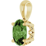 14K Gold Natural Green Tourmaline Oval 4-Prong Solitaire Necklace or Pendant - Yellow Gold - view 2