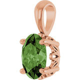 14K Gold Natural Green Tourmaline Oval 4-Prong Solitaire Necklace or Pendant - Rose Gold - view 2