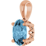 14K Gold Natural Sky Blue Topaz Oval 4-Prong Solitaire Necklace or Pendant - Rose Gold - view 2