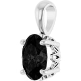 14K Gold Natural Black Onyx Oval 4-Prong Solitaire Necklace or Pendant - White Gold - view 2