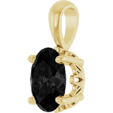 14K Gold Natural Black Onyx Oval 4-Prong Solitaire Necklace or Pendant - Yellow Gold - view 2