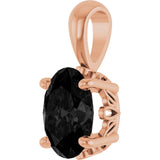14K Gold Natural Black Onyx Oval 4-Prong Solitaire Necklace or Pendant - Rose Gold - view 2