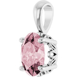 14K Gold Natural Pink Morganite Oval 4-Prong Solitaire Necklace or Pendant - White Gold - view 2