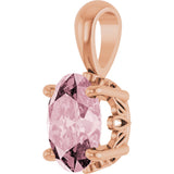 14K Gold Natural Pink Morganite Oval 4-Prong Solitaire Necklace or Pendant - Rose Gold - view 2