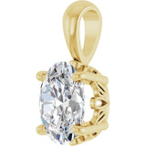 14K Gold Natural White Sapphire Oval 4-Prong Solitaire Necklace or Pendant - Yellow Gold - view 2