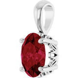 14K Gold Lab-Grown Ruby Oval 4-Prong Solitaire Necklace or Pendant - White Gold - view 2
