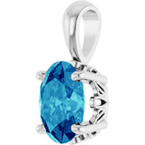14K Gold Natural Blue Zircon Oval 4-Prong Solitaire Necklace or Pendant - White Gold - view 2