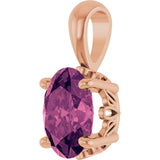 14K Gold Natural Pink Tourmaline Oval 4-Prong Solitaire Necklace or Pendant - Rose Gold - view 2