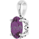 14K Gold Lab-Grown Alexandrite Oval 4-Prong Solitaire Necklace or Pendant - White Gold - view 2