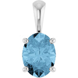 14K Gold Natural Sky Blue Topaz Oval 4-Prong Solitaire Necklace or Pendant - White Gold