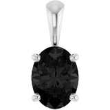 14K Gold Natural Black Onyx Oval 4-Prong Solitaire Necklace or Pendant - White Gold