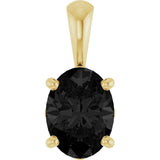 14K Gold Natural Black Onyx Oval 4-Prong Solitaire Necklace or Pendant - Yellow Gold