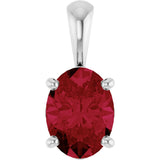 14K Gold Lab-Grown Ruby Oval 4-Prong Solitaire Necklace or Pendant - White Gold