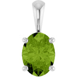 14K Gold Natural Peridot Oval 4-Prong Solitaire Necklace or Pendant - White Gold