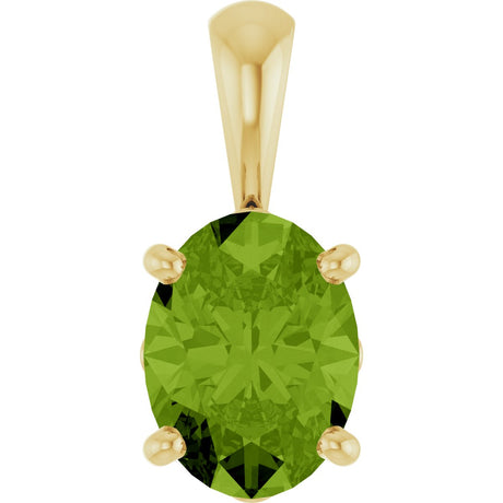 14K Gold Natural Peridot Oval 4-Prong Solitaire Necklace or Pendant - Yellow Gold